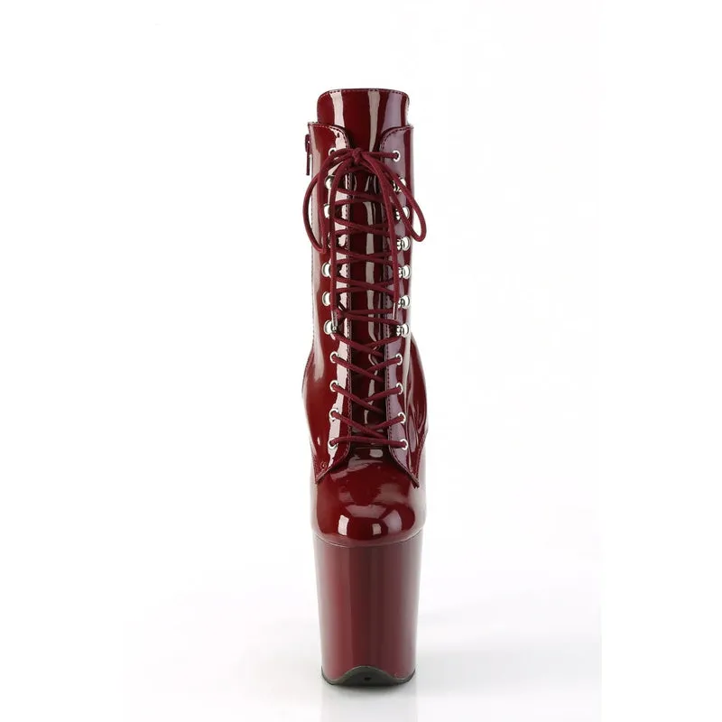 Pleaser USA Flamingo-1020 8inch Pleaser Boots - Patent Burgundy