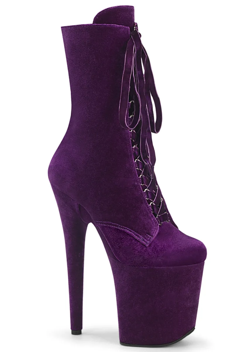 Pleaser USA Flamingo-1045VEL 8inch Pleaser Boots   Protectors - Purple Velvet
