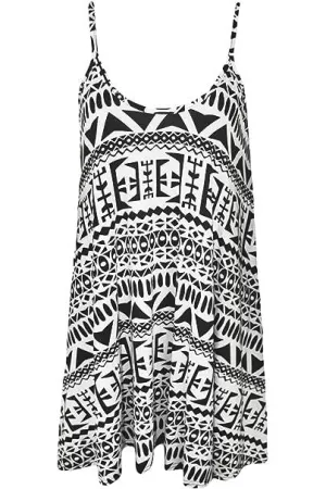 Plus Size Big Aztec Print Strappy Mini Dress Vest Top