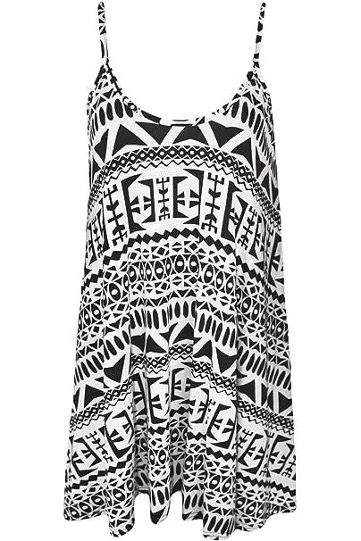 Plus Size Big Aztec Print Strappy Mini Dress Vest Top