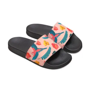 "Colorful Plumage: Pink Paradise" Men's Beach Sandals