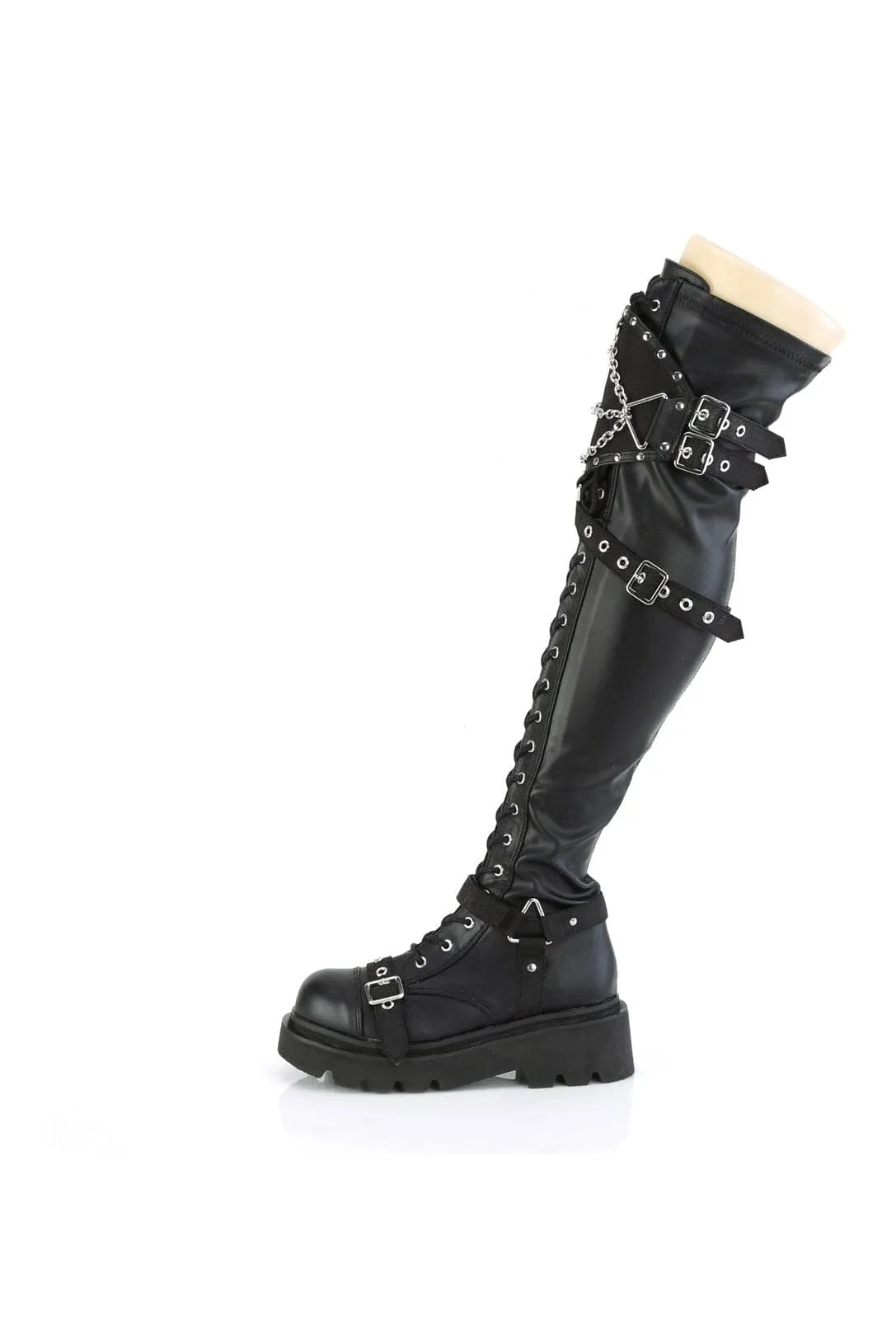 RENEGADE-320 Black Vegan Leather Knee Boot