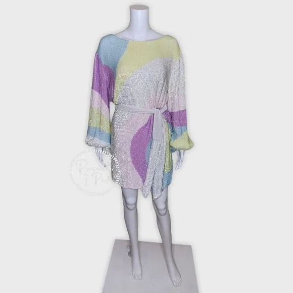 Retrofete Grace Sequin Dress Multi Color Swirl