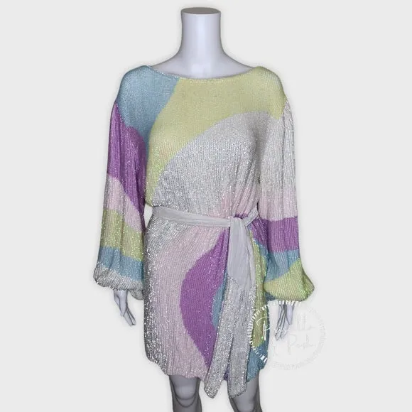 Retrofete Grace Sequin Dress Multi Color Swirl