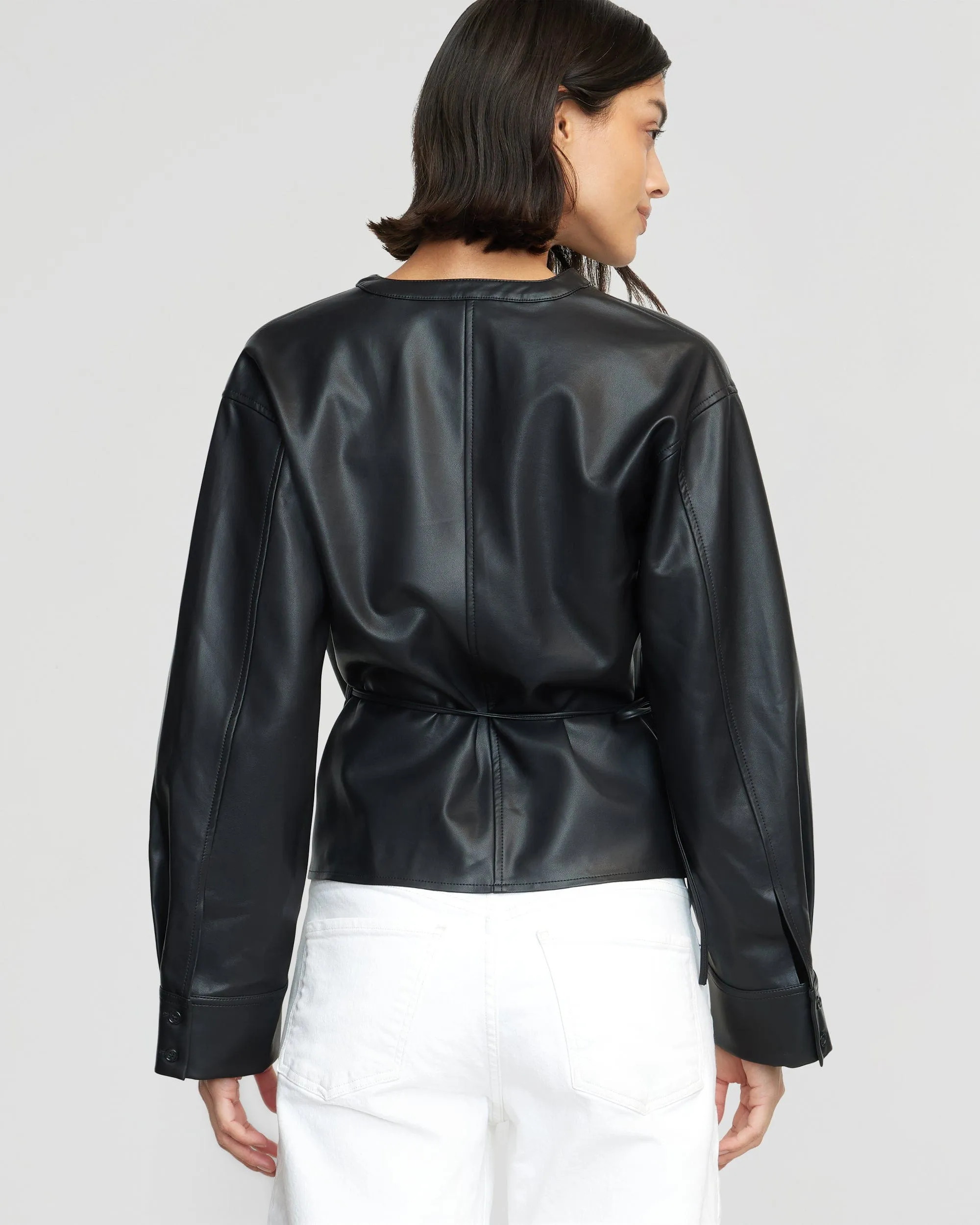 Sarit Vegan Leather Wrap Top