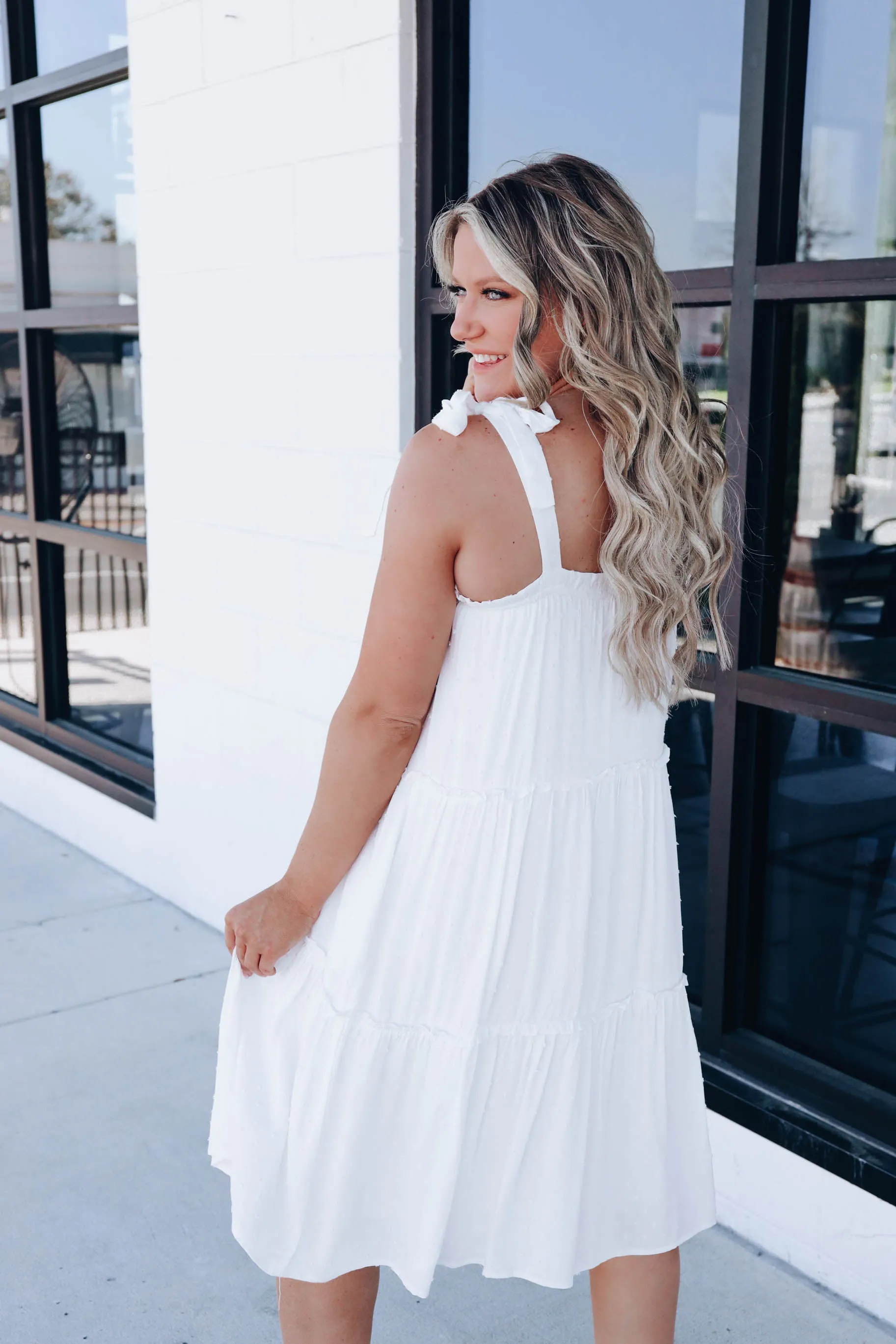 Sawyer Swiss Dot Sun Dress - White