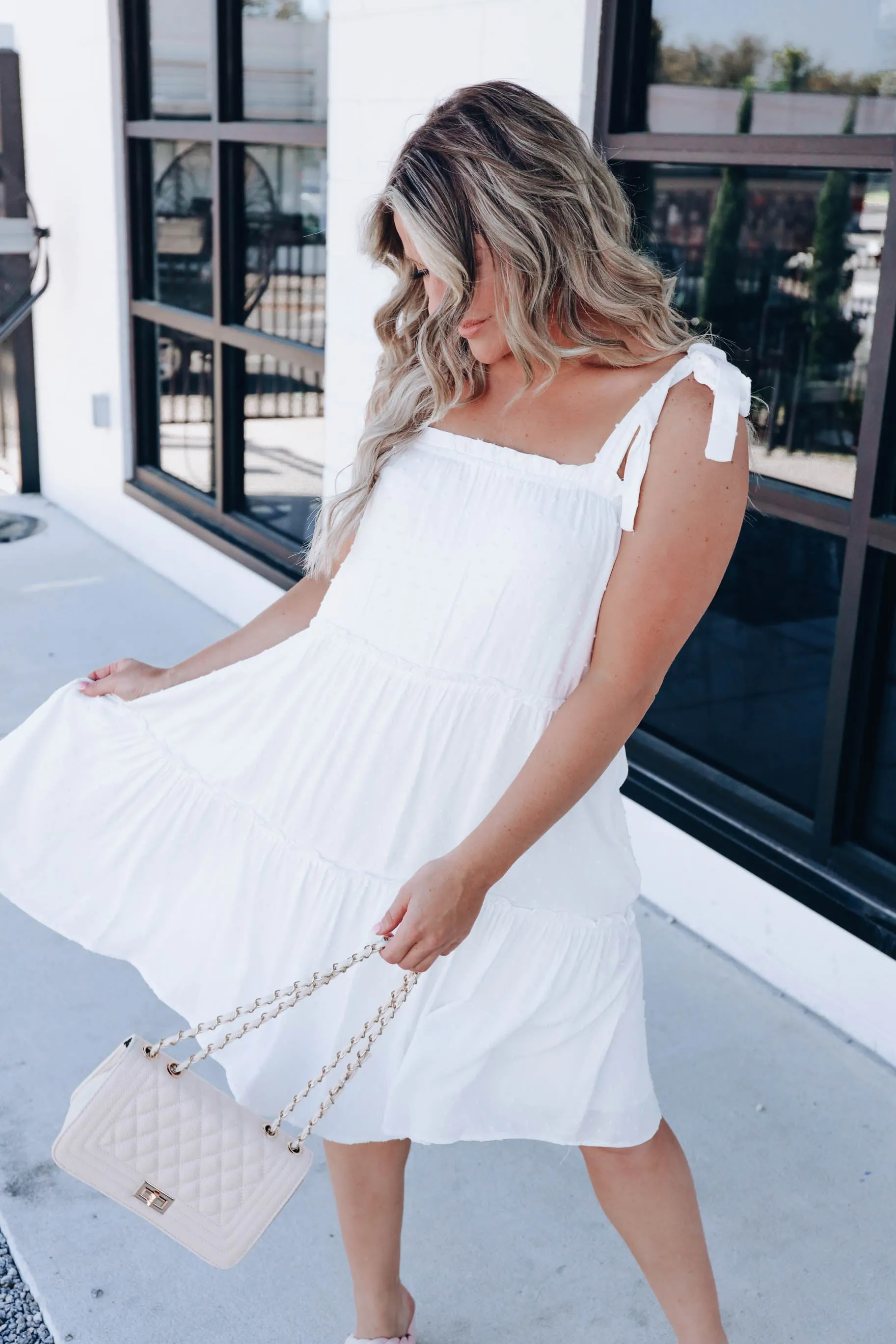 Sawyer Swiss Dot Sun Dress - White