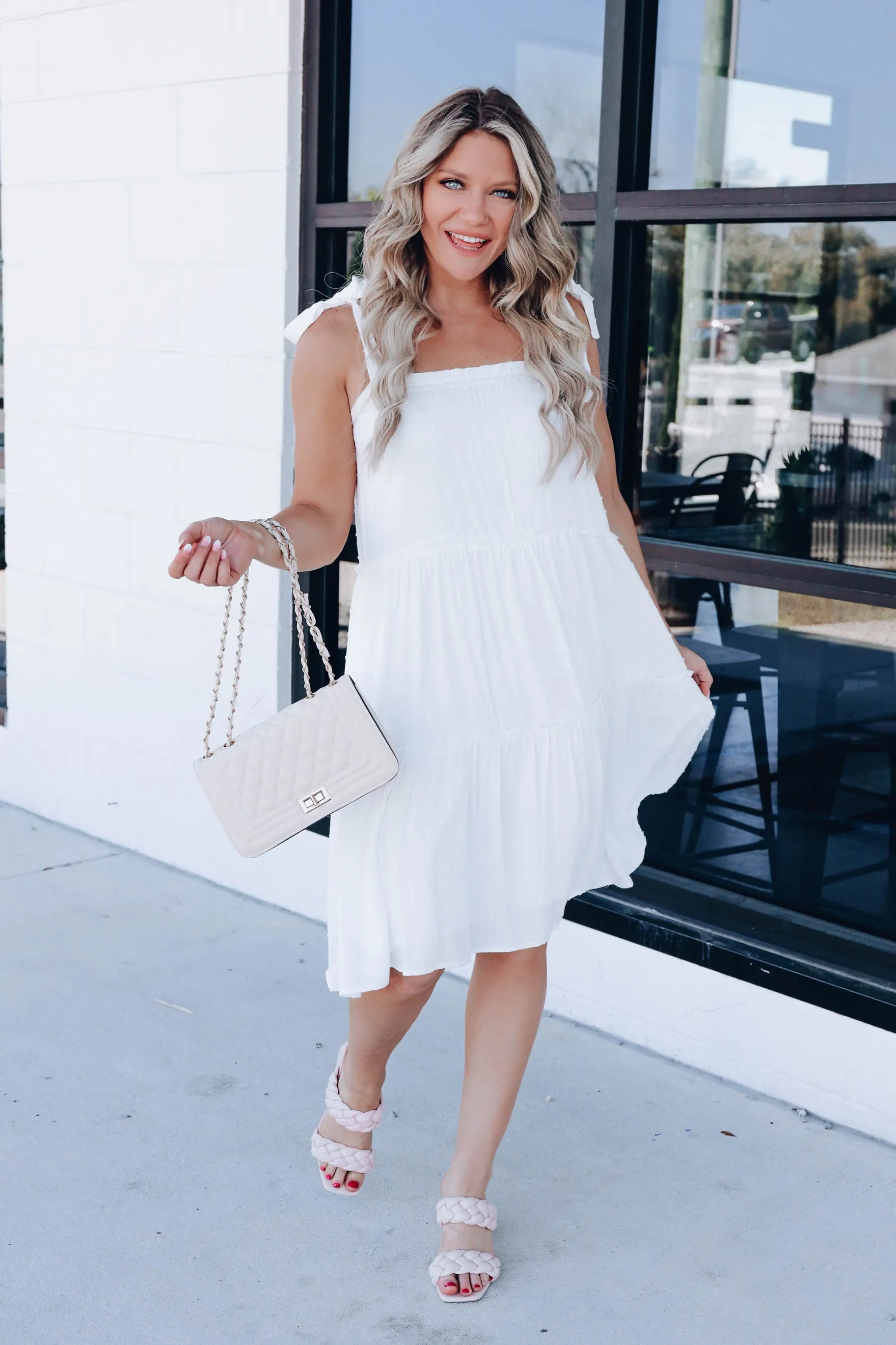 Sawyer Swiss Dot Sun Dress - White