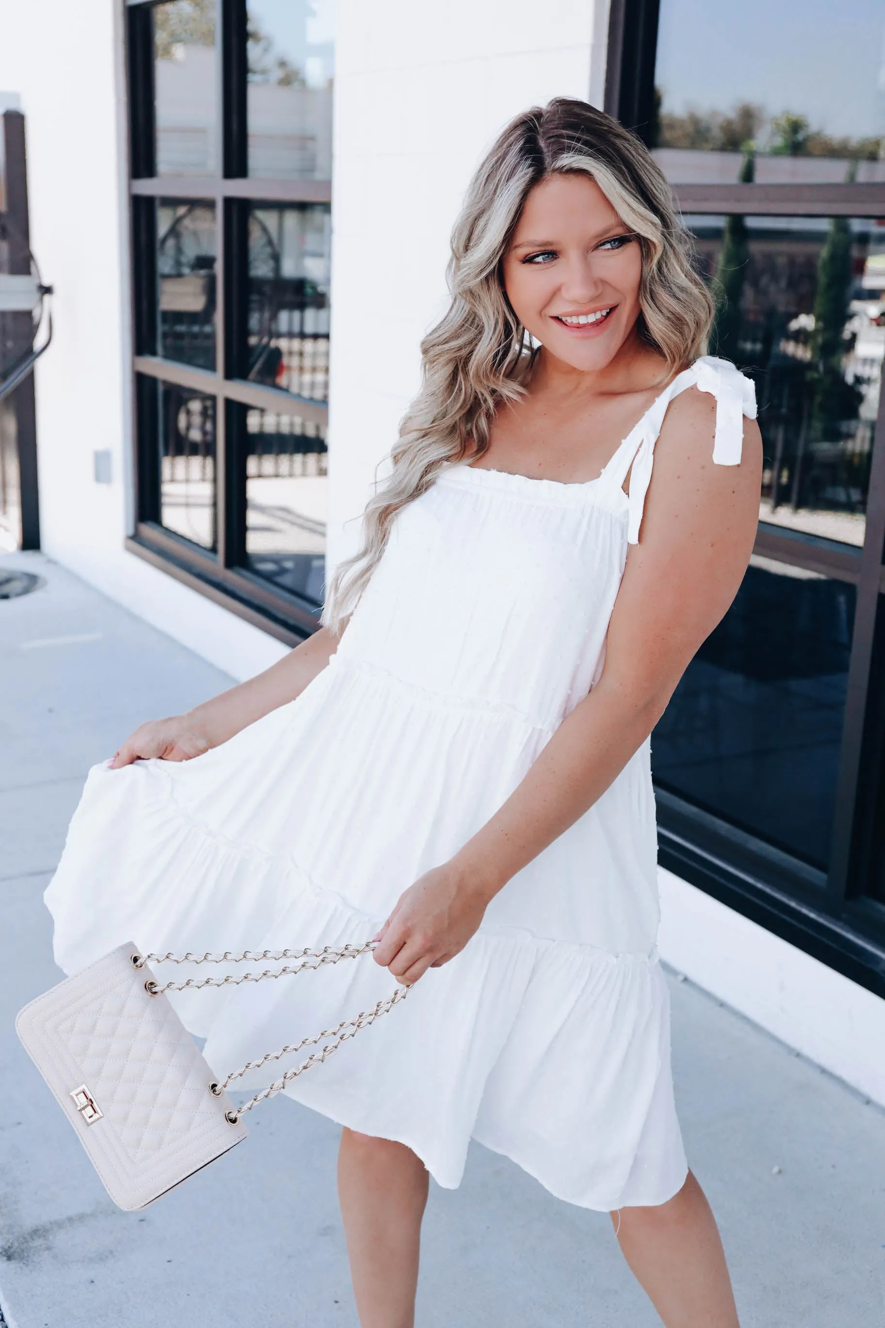 Sawyer Swiss Dot Sun Dress - White
