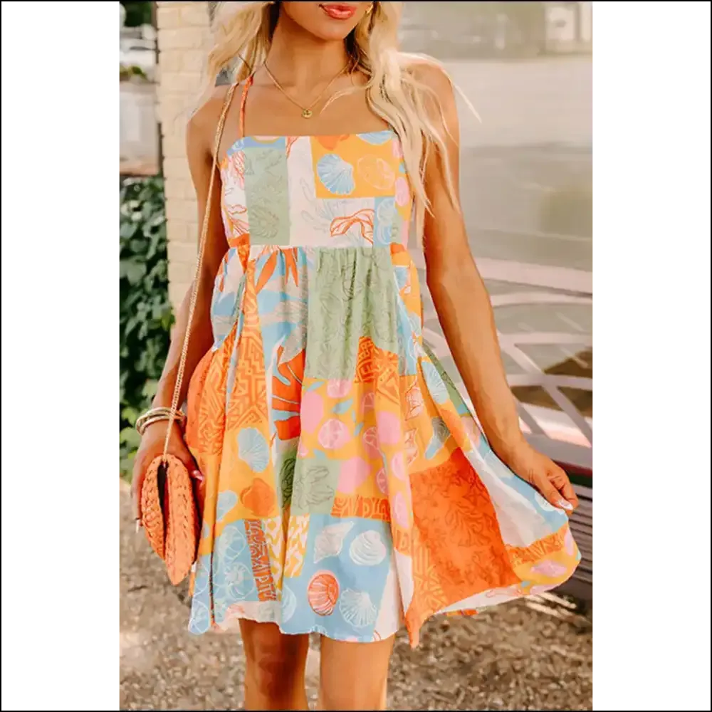 Shell Yeah! Orange Shell Print Dress from Needful Things! 🧡 Backless & Boobtastic!