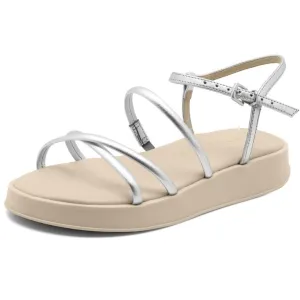 Silver Strappy Flatform Sandals