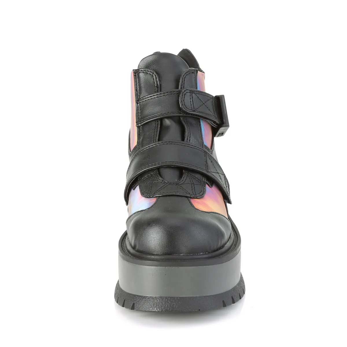 SLACKER-32  Black Vegan Leather-Rainbow Reflective