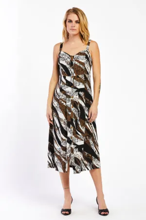 Soleta Black Zebra Midi Dress