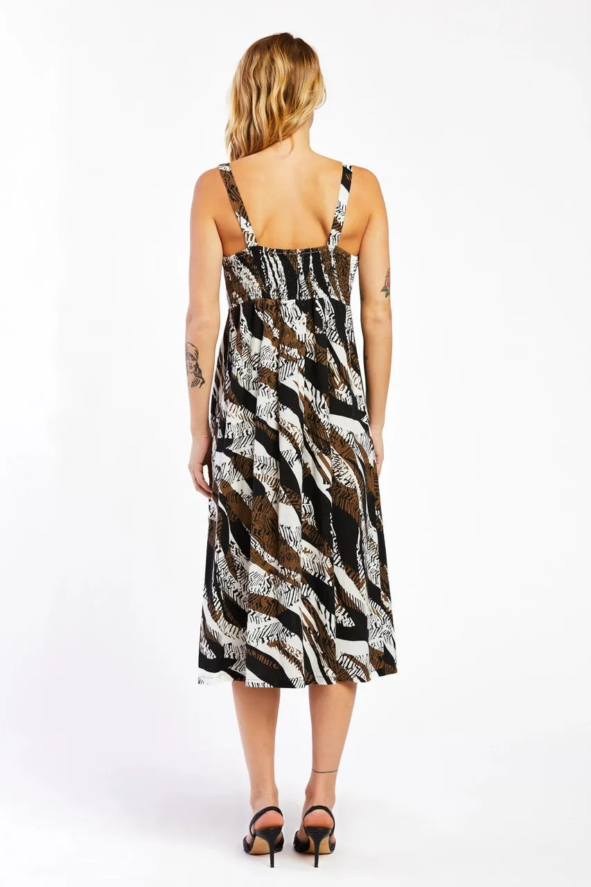 Soleta Black Zebra Midi Dress
