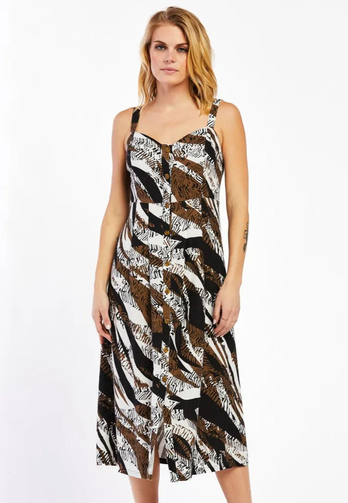 Soleta Black Zebra Midi Dress