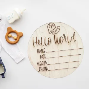 Sports Wooden Baby Birth Announcement, Newborn Hospital Disc, 5x5 inches Sports Baby Shower Gift for Boys