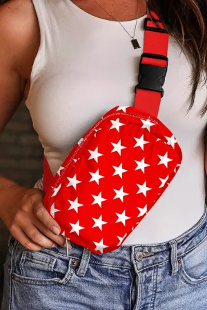 Star Printed Buckle Strap Crossbody Bag