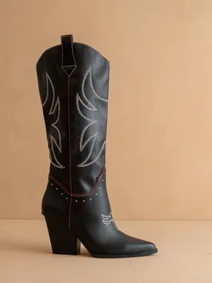 The Ashton | Black Cowboy Boot with Flaire