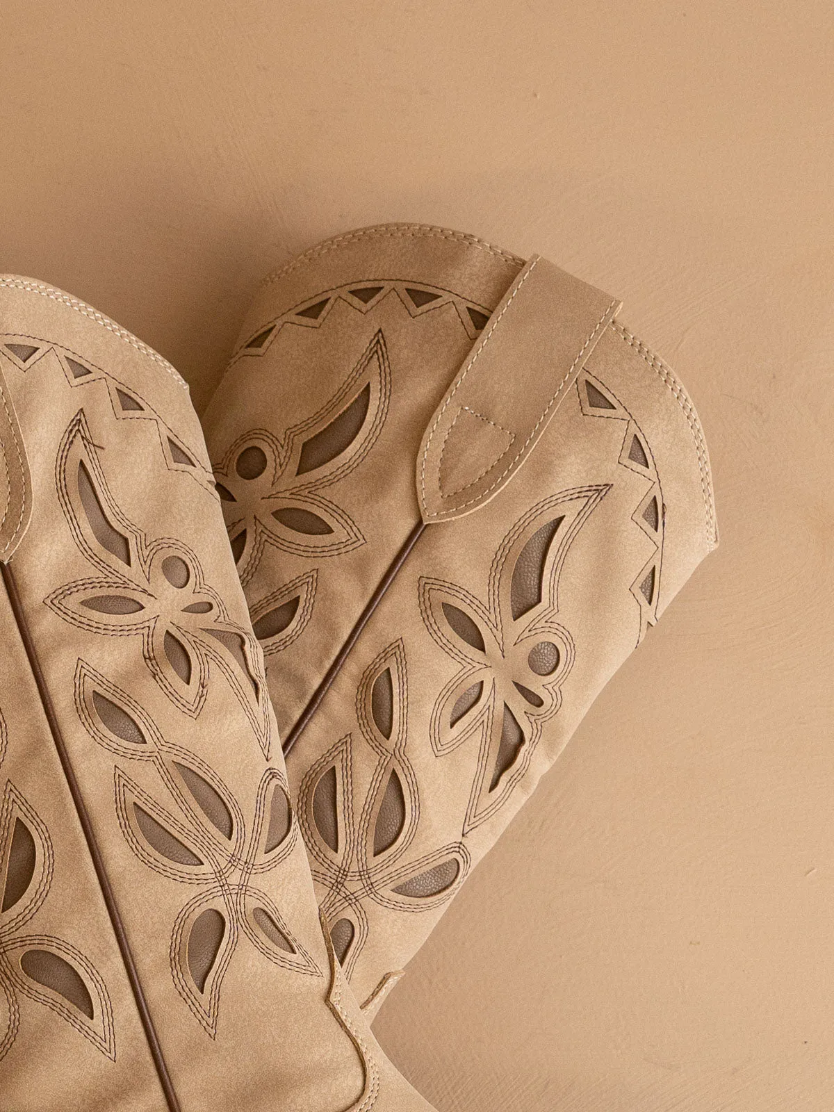 The Zinnia | Khaki Laser Cut Western Boot