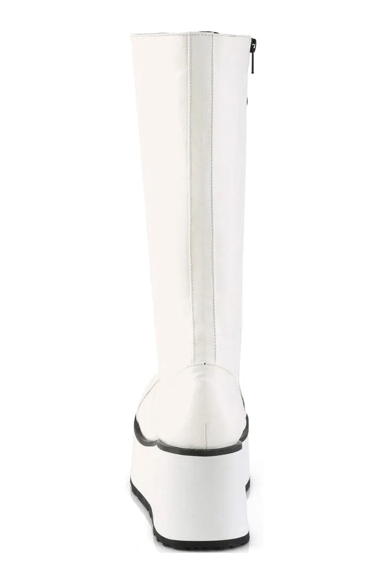 TRASHVILLE-502 White Vegan Leather Knee Boot