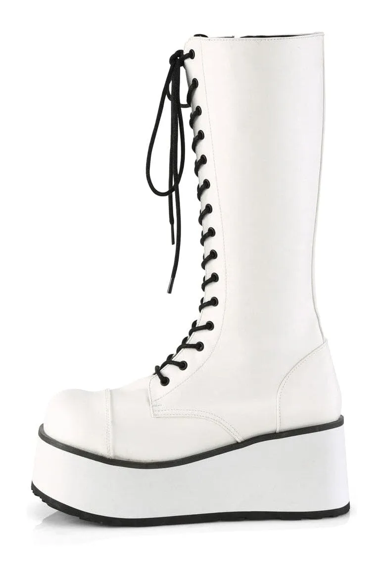 TRASHVILLE-502 White Vegan Leather Knee Boot