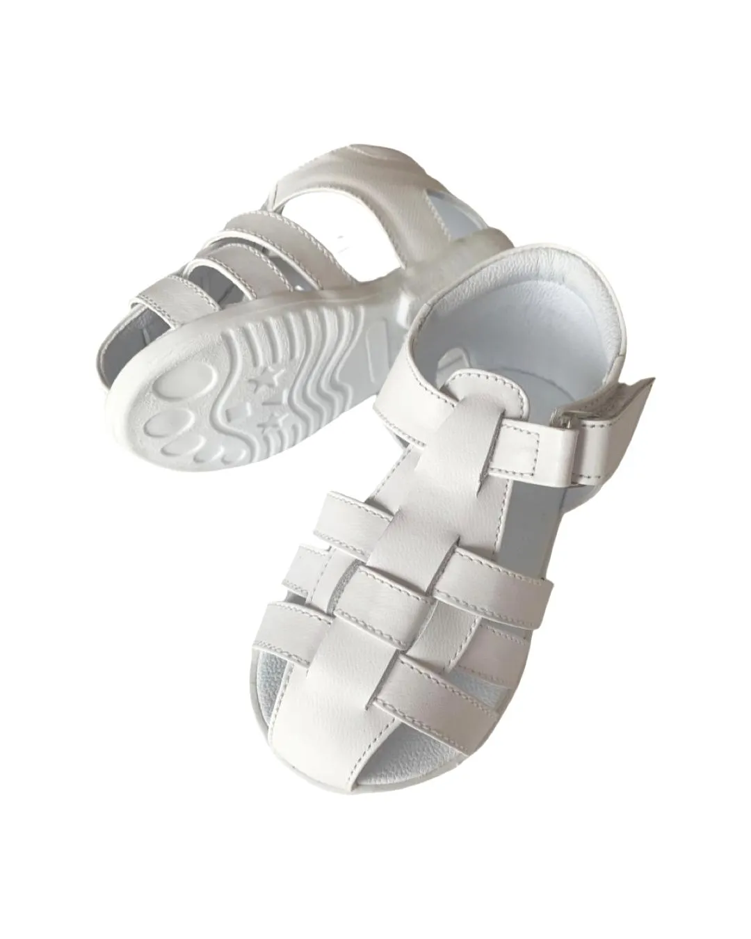 Unisex White Leather Sandal
