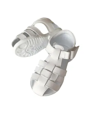 Unisex White Leather Sandal