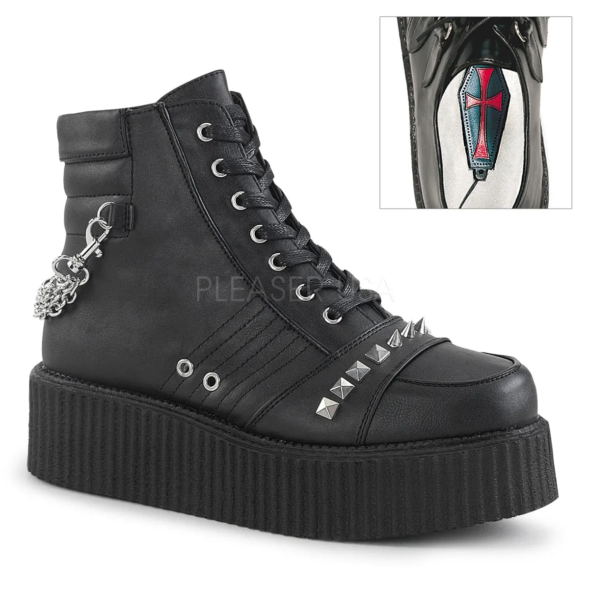 V-CREEPER-565  Black Vegan Leather
