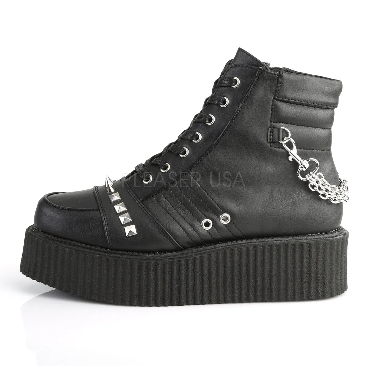 V-CREEPER-565  Black Vegan Leather