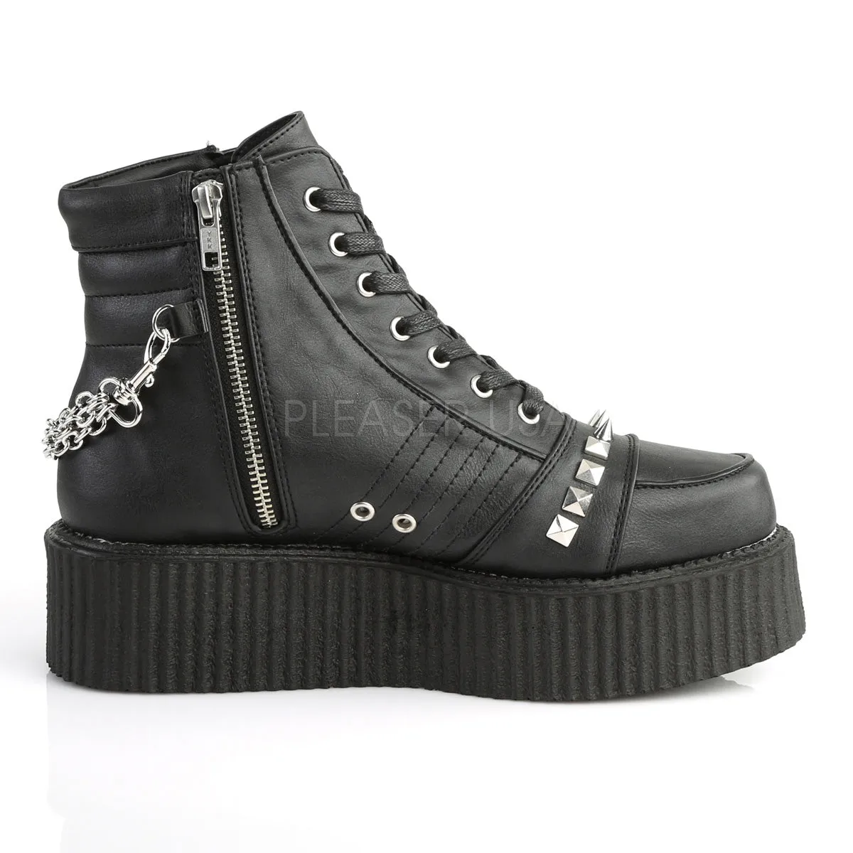 V-CREEPER-565  Black Vegan Leather