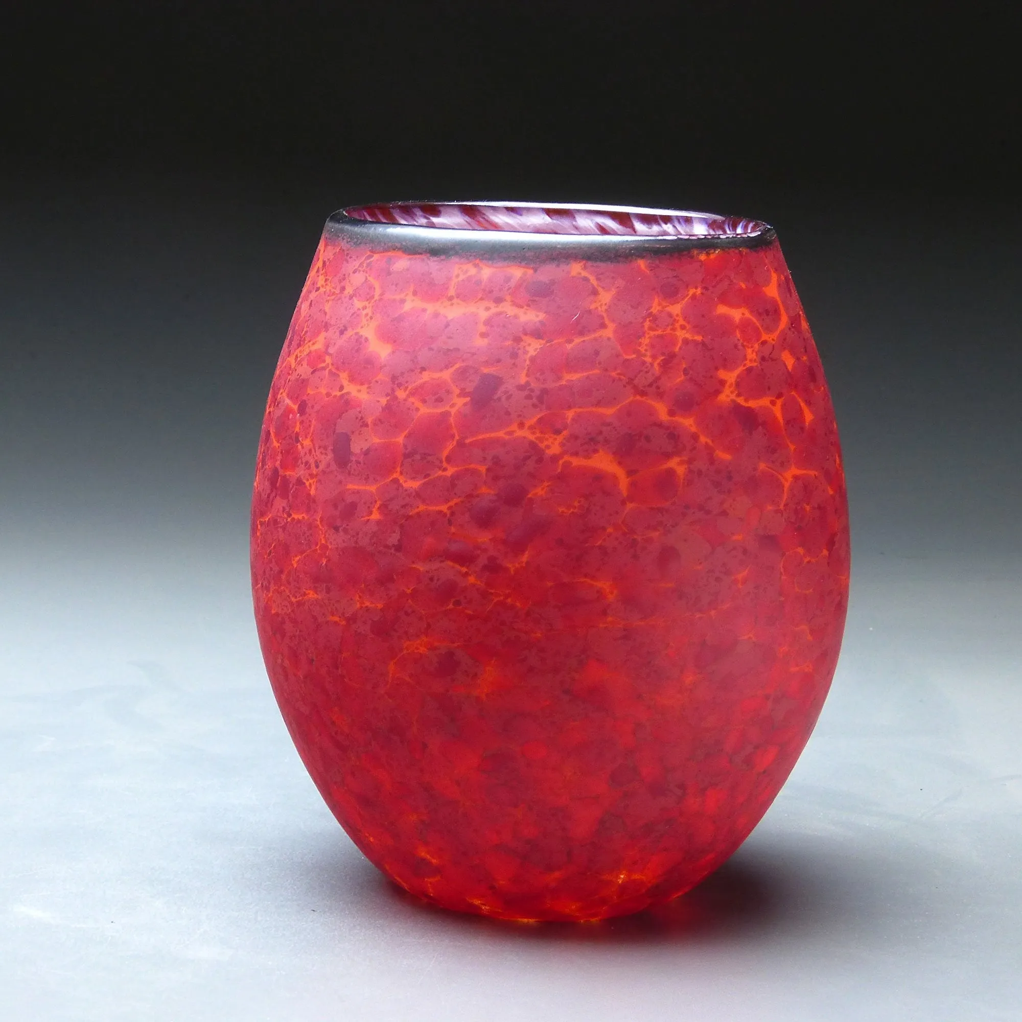Vase in Red Handblown Glass Vase by Thomas Spake Studios