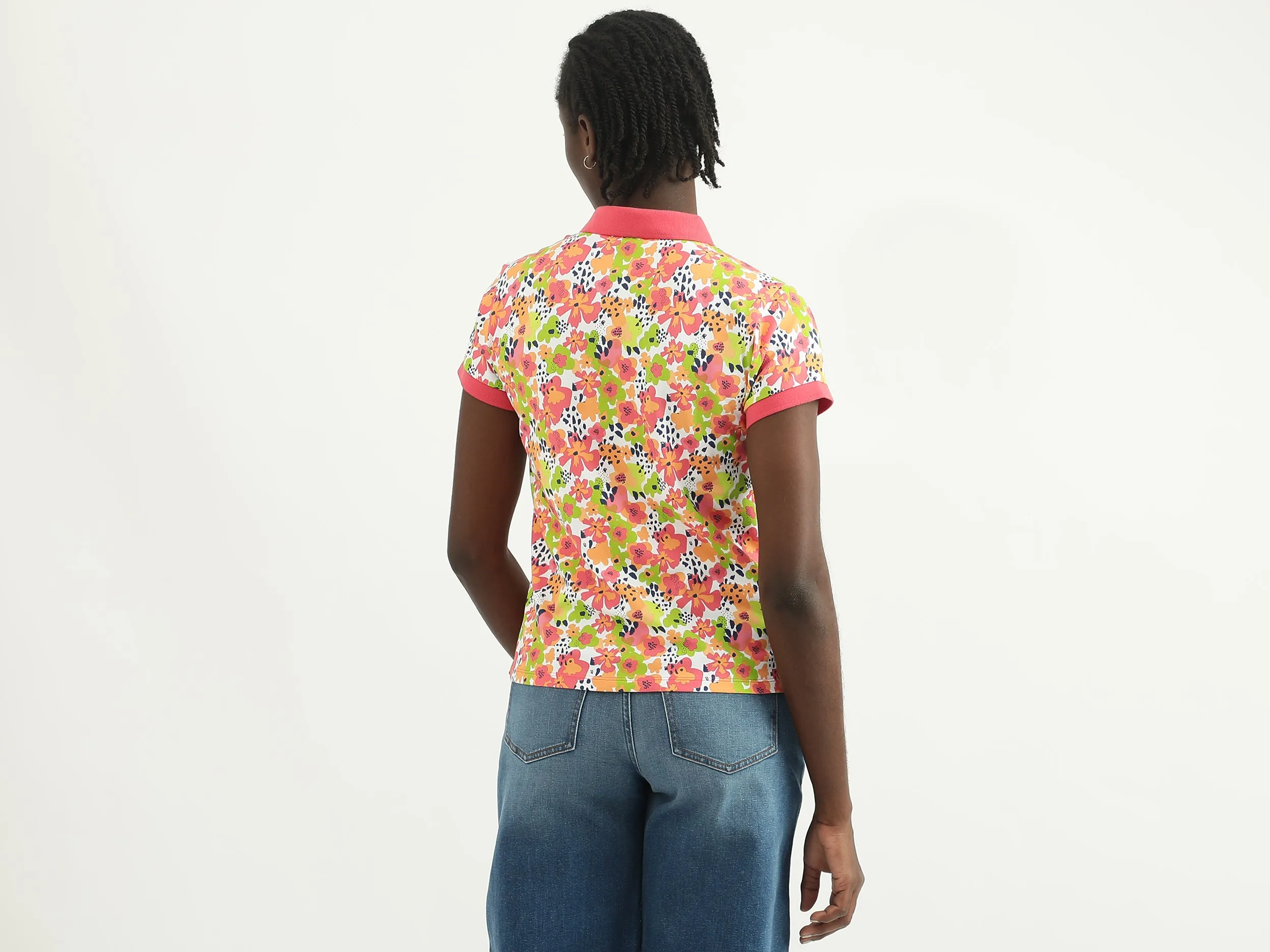 Women Printed Polo Collar T-shirt