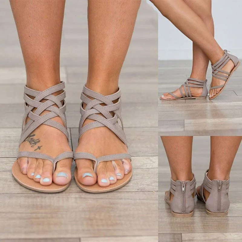 Women Sandals Plus Size Gladiator Sandals For Beach Shoes Woman Rome Flat Sandals