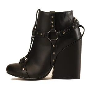 Women's Craft Harness Black Heel Bootie