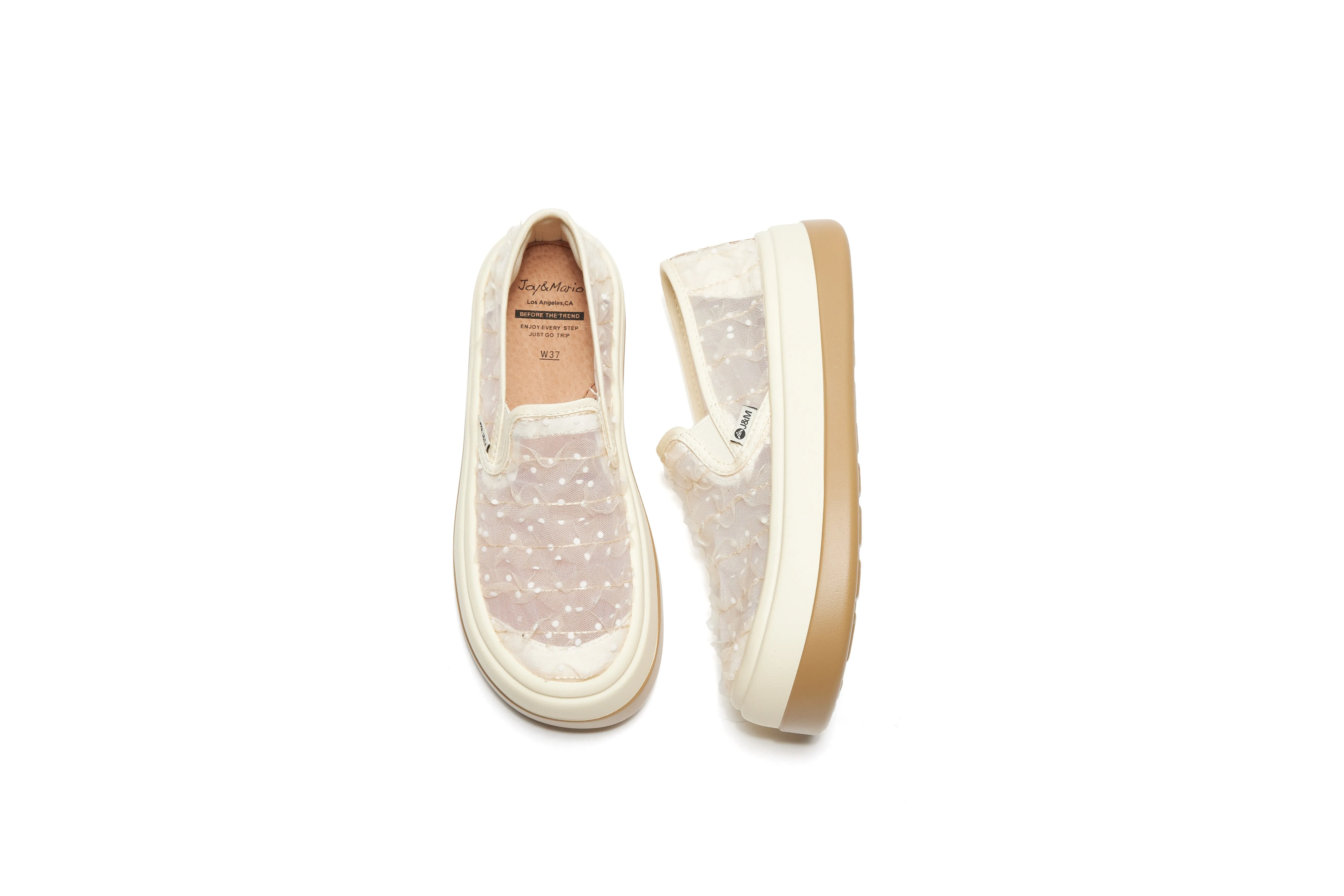 Women’s Slip-On Mesh Loafers in Beige-87095W