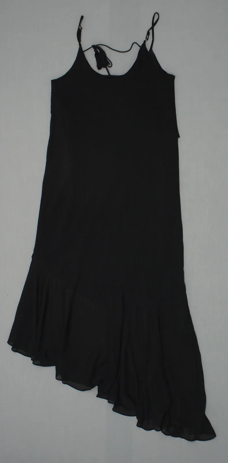 Xhilaration Women's Lace Up Back Asymmetrical Maxi Dress Black XS